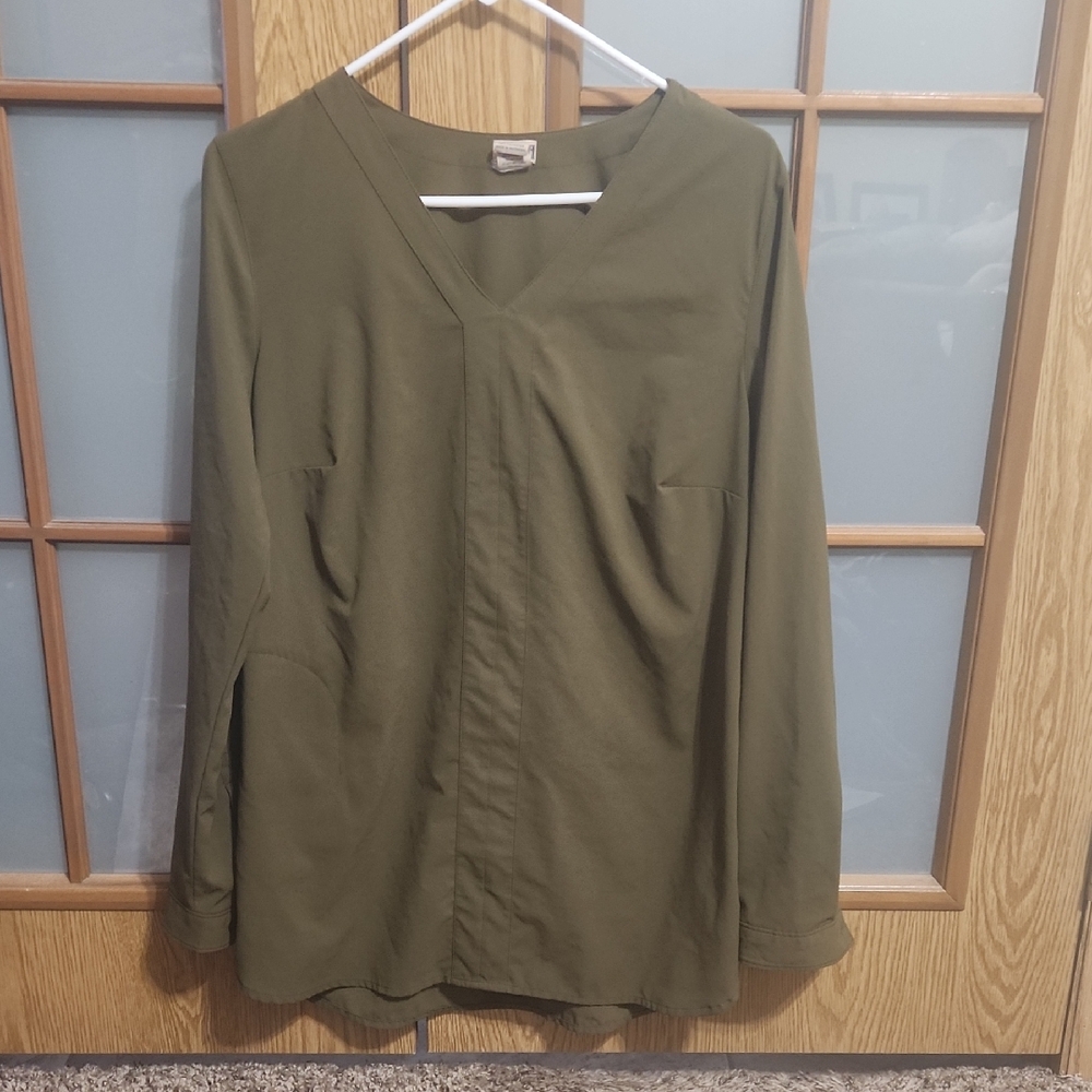 Duluth Trading Co Non Stop Woven Tunic Deep Olive Green Medium